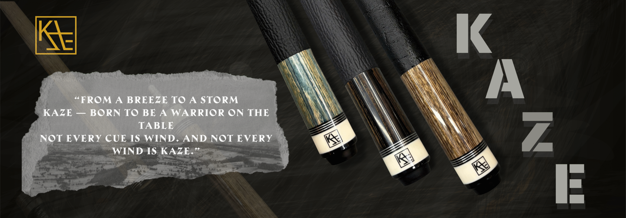 Kaze Storm cue on billiards table
